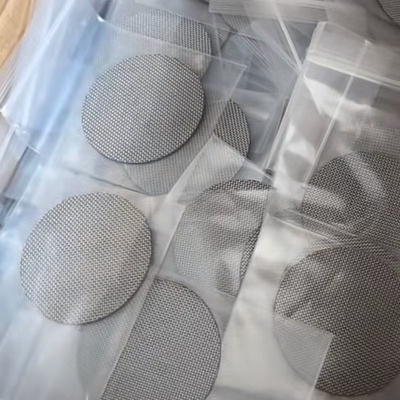 Bright Silver 304 Stainless Steel Wire Mesh Filter Round Disc 1 - 5 Layers Structure